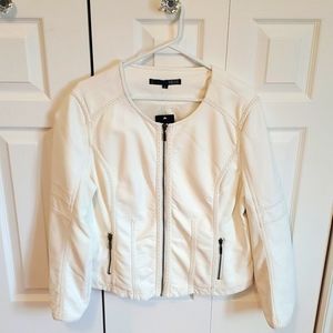 White faux leather jacket